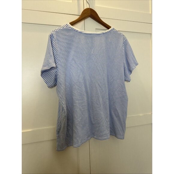 Croft & Barrow Women's V- Neck Tee Shirt Top Sz XXL - Blue Thin Stripe - Picture 10 of 12